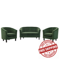 Modway EEI-4147-EME-SET Emerald Prospect Channel Tufted 3 Piece Performance Velvet Set