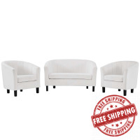 Modway EEI-4147-WHI-SET White Prospect Channel Tufted 3 Piece Performance Velvet Set