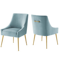 Modway EEI-4148-LBU Light Blue Discern Upholstered Performance Velvet Dining Chair Set of 2