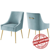 Modway EEI-4148-LBU Light Blue Discern Upholstered Performance Velvet Dining Chair Set of 2