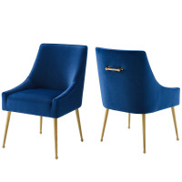 Modway EEI-4148-NAV Navy Discern Upholstered Performance Velvet Dining Chair Set of 2