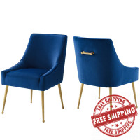 Modway EEI-4148-NAV Navy Discern Upholstered Performance Velvet Dining Chair Set of 2