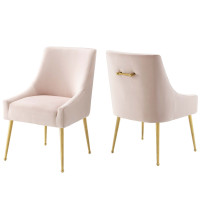 Modway EEI-4148-PNK Pink Discern Upholstered Performance Velvet Dining Chair Set of 2