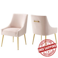 Modway EEI-4148-PNK Pink Discern Upholstered Performance Velvet Dining Chair Set of 2