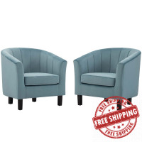 Modway EEI-4150-LBU Light Blue Prospect Channel Tufted Performance Velvet Armchair Set of 2