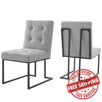 Modway EEI-4153-BLK-LGR Black Light Gray Privy Black Stainless Steel Upholstered Fabric Dining Chair Set of 2