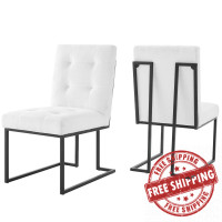 Modway EEI-4153-BLK-WHI Black White Privy Black Stainless Steel Upholstered Fabric Dining Chair Set of 2