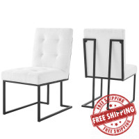 Modway EEI-4153-BLK-WHI Black White Privy Black Stainless Steel Upholstered Fabric Dining Chair Set of 2