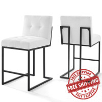 Modway EEI-4156-BLK-WHI Black White Privy Black Stainless Steel Upholstered Fabric Counter Stool Set of 2