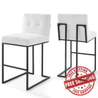 Modway EEI-4159-BLK-WHI Black White Privy Black Stainless Steel Upholstered Fabric Bar Stool Set of 2