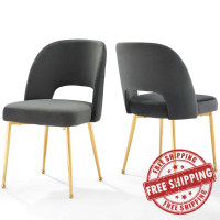 Modway EEI-4162-CHA Charcoal Rouse Dining Room Side Chair Set of 2
