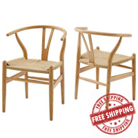 Modway EEI-4164-NAT Natural Amish Wood Dining Armchair Set of 2