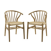 Modway EEI-4168-NAT Natural Flourish Spindle Wood Dining Side Chair Set of 2