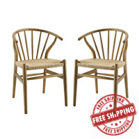 Modway EEI-4168-NAT Natural Flourish Spindle Wood Dining Side Chair Set of 2