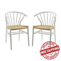 Modway EEI-4168-WHI White Flourish Spindle Wood Dining Side Chair Set of 2