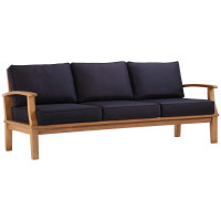 Modway EEI-4176-NAT-NAV Natural Navy Marina Outdoor Patio Teak Sofa