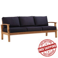 Modway EEI-4176-NAT-NAV Natural Navy Marina Outdoor Patio Teak Sofa