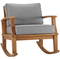 Modway EEI-4177-NAT-GRY Natural Gray Marina Outdoor Patio Teak Rocking Chair