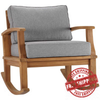Modway EEI-4177-NAT-GRY Natural Gray Marina Outdoor Patio Teak Rocking Chair