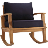 Modway EEI-4177-NAT-NAV Natural Navy Marina Outdoor Patio Teak Rocking Chair