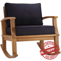Modway EEI-4177-NAT-NAV Natural Navy Marina Outdoor Patio Teak Rocking Chair