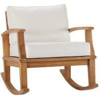 Modway EEI-4177-NAT-WHI Natural White Marina Outdoor Patio Teak Rocking Chair