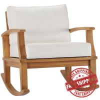 Modway EEI-4177-NAT-WHI Natural White Marina Outdoor Patio Teak Rocking Chair