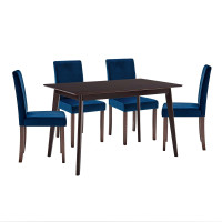 Modway EEI-4180-CAP-NAV Cappuccino Navy Prosper 5 Piece Upholstered Velvet Dining Set