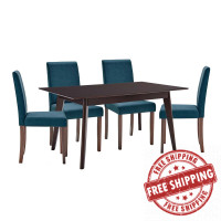 Modway EEI-4183-CAP-BLU Cappuccino Blue Prosper 5 Piece Upholstered Fabric Dining Set