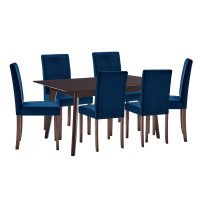 Modway EEI-4186-CAP-NAV Cappuccino Navy Prosper 7 Piece Upholstered Velvet Dining Set