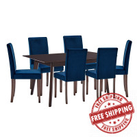 Modway EEI-4186-CAP-NAV Cappuccino Navy Prosper 7 Piece Upholstered Velvet Dining Set