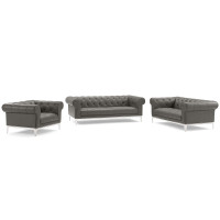 Modway EEI-4190-GRY-SET Gray Idyll 3 Piece Upholstered Leather Set