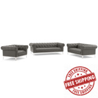 Modway EEI-4190-GRY-SET Gray Idyll 3 Piece Upholstered Leather Set