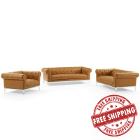 Modway EEI-4190-TAN-SET Tan Idyll 3 Piece Upholstered Leather Set
