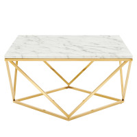 Modway EEI-4207-GLD-WHI Gold White Vertex Gold Metal Stainless Steel Coffee Table