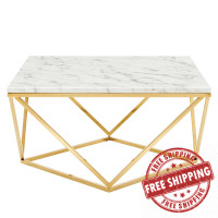 Modway EEI-4207-GLD-WHI Gold White Vertex Gold Metal Stainless Steel Coffee Table