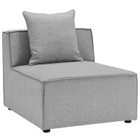 Modway EEI-4209-GRY Gray Saybrook Outdoor Patio Upholstered Sectional Sofa Armless Chair