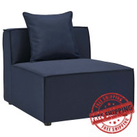 Modway EEI-4209-NAV Navy Blue Saybrook Outdoor Patio Upholstered Sectional Sofa Armless Chair