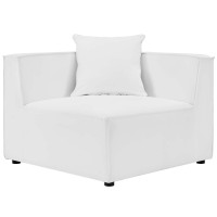 Modway EEI-4210-WHI White Saybrook Outdoor Patio Upholstered Sectional Sofa Corner Chair