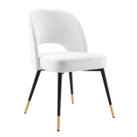 Modway EEI-4212-WHI White Rouse Performance Velvet Dining Side Chair