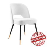 Modway EEI-4212-WHI White Rouse Performance Velvet Dining Side Chair