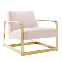 Modway EEI-4219-GLD-PNK Gold Pink Seg Performance Velvet Accent Chair