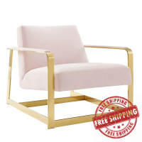Modway EEI-4219-GLD-PNK Gold Pink Seg Performance Velvet Accent Chair