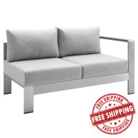 Modway EEI-4222-SLV-GRY Silver Gray Shore Sunbrella® Fabric Aluminum Outdoor Patio Right-Arm Loveseat