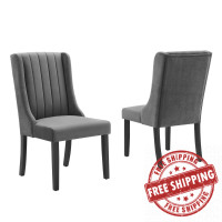 Modway EEI-4244-GRY Gray Renew Parsons Performance Velvet Dining Side Chairs - Set of 2