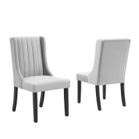 Modway EEI-4244-LGR Light Gray Renew Parsons Performance Velvet Dining Side Chairs - Set of 2