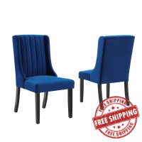 Modway EEI-4244-NAV Navy Renew Parsons Performance Velvet Dining Side Chairs - Set of 2