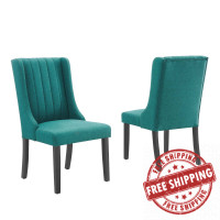 Modway EEI-4245-TEA Teal Renew Parsons Fabric Dining Side Chairs - Set of 2