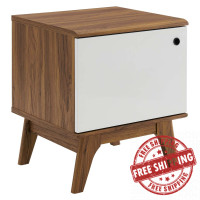 Modway EEI-4260-WAL-WHI Walnut White Envision Vinyl Record Display Stand