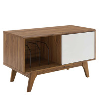 Modway EEI-4261-WAL-WHI Walnut White Envision Vinyl Record Display Stand
